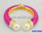 Enamel bangle with pearls