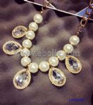 Pearls chain necklace decorated with water drop rhinestone