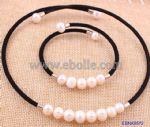 Stylish Women's Imitation Pearl Necklace and Bangle, Decorated with Big Pearl and Nylon Cord