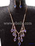Celebrities princess blue rhinestone jewelry sets, made of rhinestone and metal