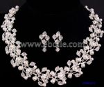 Bridal Prom Crystal Bib Pearl Necklace Sets, Made of Rhinestone Pearls Metal