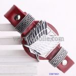Punk Wide Leather Bracelet with Multi Metal