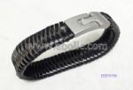 Leather Bracelet in Plaited Style with Metal Magnet Buckle
