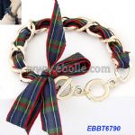Charming Leather Bracelet with Alloy Flower and Circles Ornamen