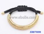Personality Ladies' Gold Leather Cord Multiple Layer Bracelet, Made of Alloy Charms
