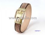 Leather bangle with belt buckle ending