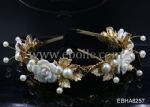 Vintage pearl gold-plated alloy leaves headband for lady