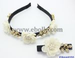 Vintage pearl diamond gold-plated alloy leaves headband for lady