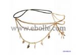 Metal leaves hair comb with chains