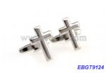 Silver cross cufflink