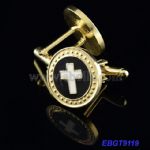 Gold enamel cross cufflink