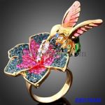 Colorful enamel flower finger rings