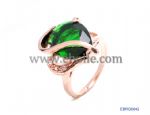 Stylish delicate engagement emerald crystal rhodium plated ring