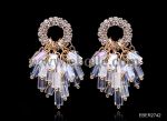 Metal post earring with gold plated,clear glass stone
