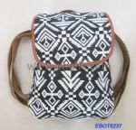 Canvas Backpack with Geometric Pattern Printing