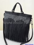 Fashion bags made of PU leather with zipper closure, front tassel & rivets