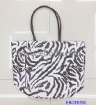 Vogue zebra-stripe straw handbags with PU handle