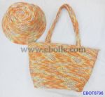 Multicolor beach straw handbags match with straw bucket hats