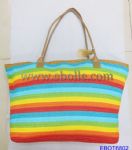 Personalized rainbow colors straw tote bags