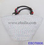 Simple straw handbags with beaded handle
