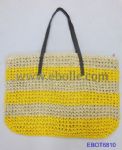 Simple style beach straw handbags with leather handle