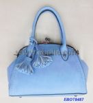 Bule handbags with clutch closure