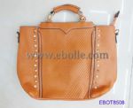 Fashion PU Leather Handbags with Plain Pattern and Rivets Decoration