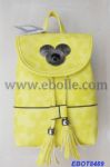 Fashion Girl's PU Backpack with Drawstring and Stamping Metal Pooh on