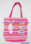 Colorful canvas handbags with stuffed toys