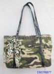 Camouflage canvas handbags decorate with ribbon 
