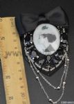 Portrait Brooches with Ribbon Bowknot and gemstones