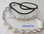 Diamante Elastic Hair Band, Made of Cup Chain, with Pearls Decoration