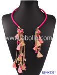 Bohemia Ethnic Mashup Brief Paragraph Necklace with Metal Chain and Tassels Decoration
