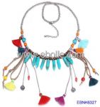 Bohemia Style Turquoise Multi Color Cord Tassel Charm Necklace