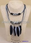 Rope necklace with feather decoration